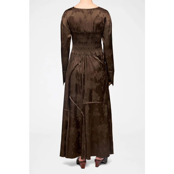 Ganni Dress in Brown Satin, view 3