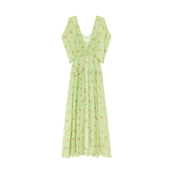 Ganni Dress in Green Silk