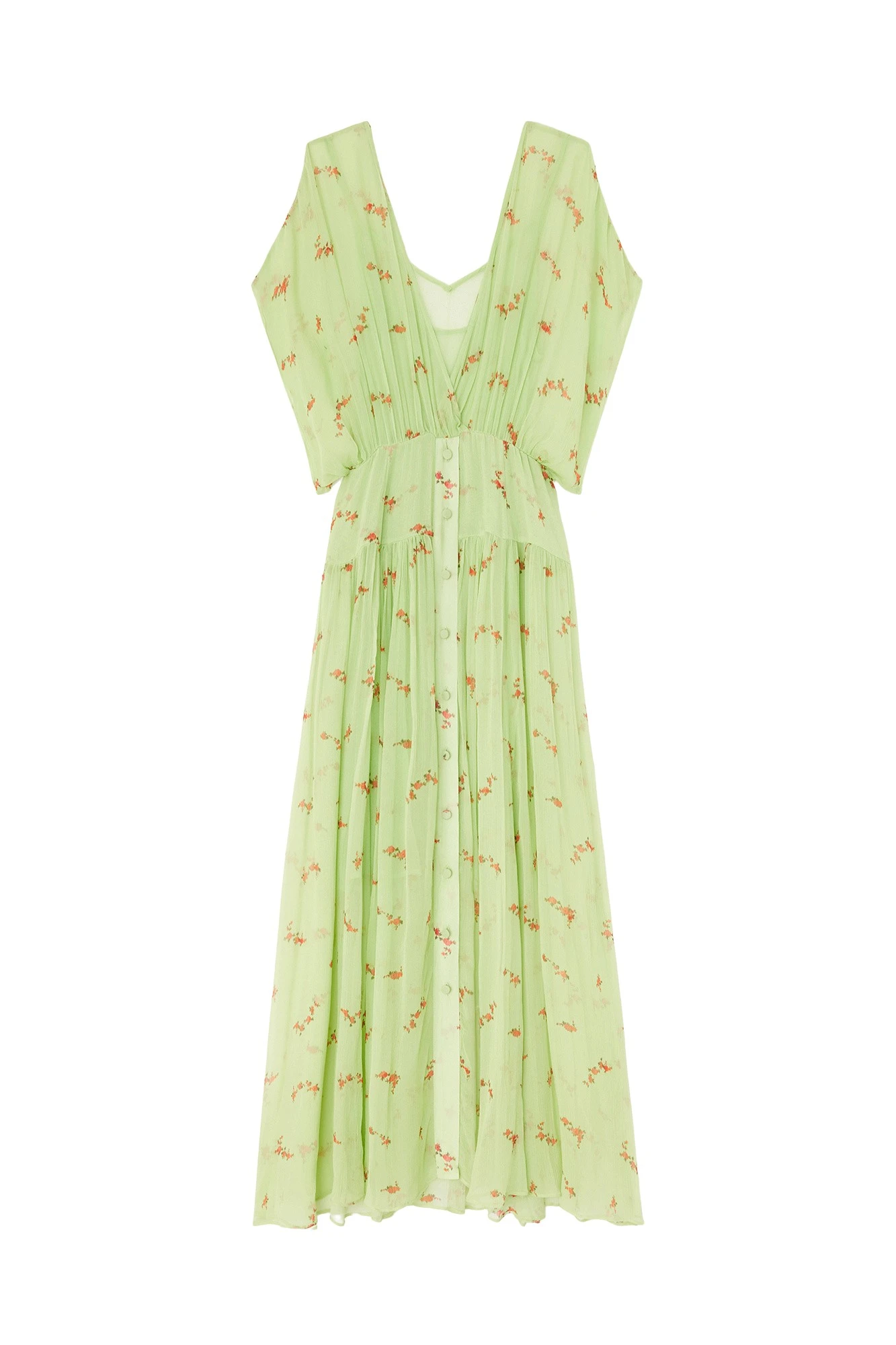 Ganni Dress in Green Silk