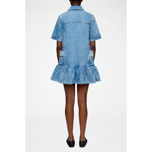 Ganni Dress in Patchwork Denim, view 3