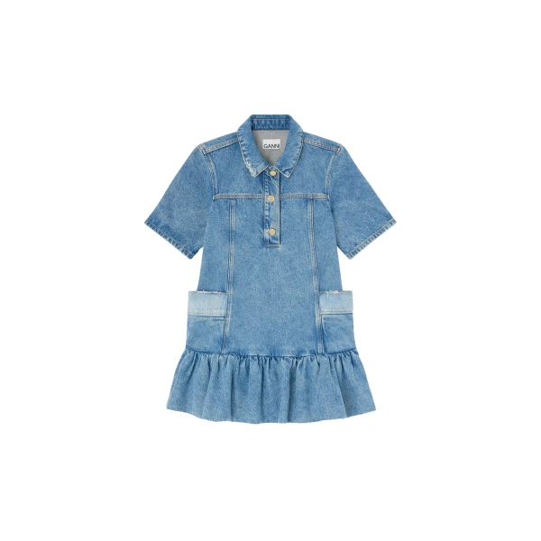 Ganni Dress in Patchwork Denim
