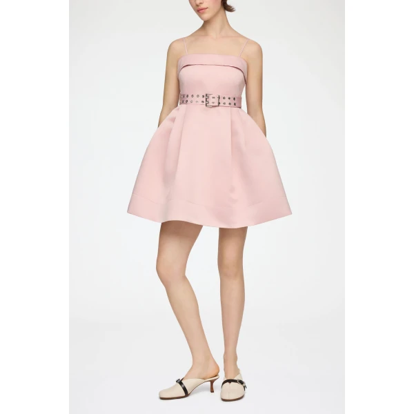 Ganni Dress in Pink Satin, view 2