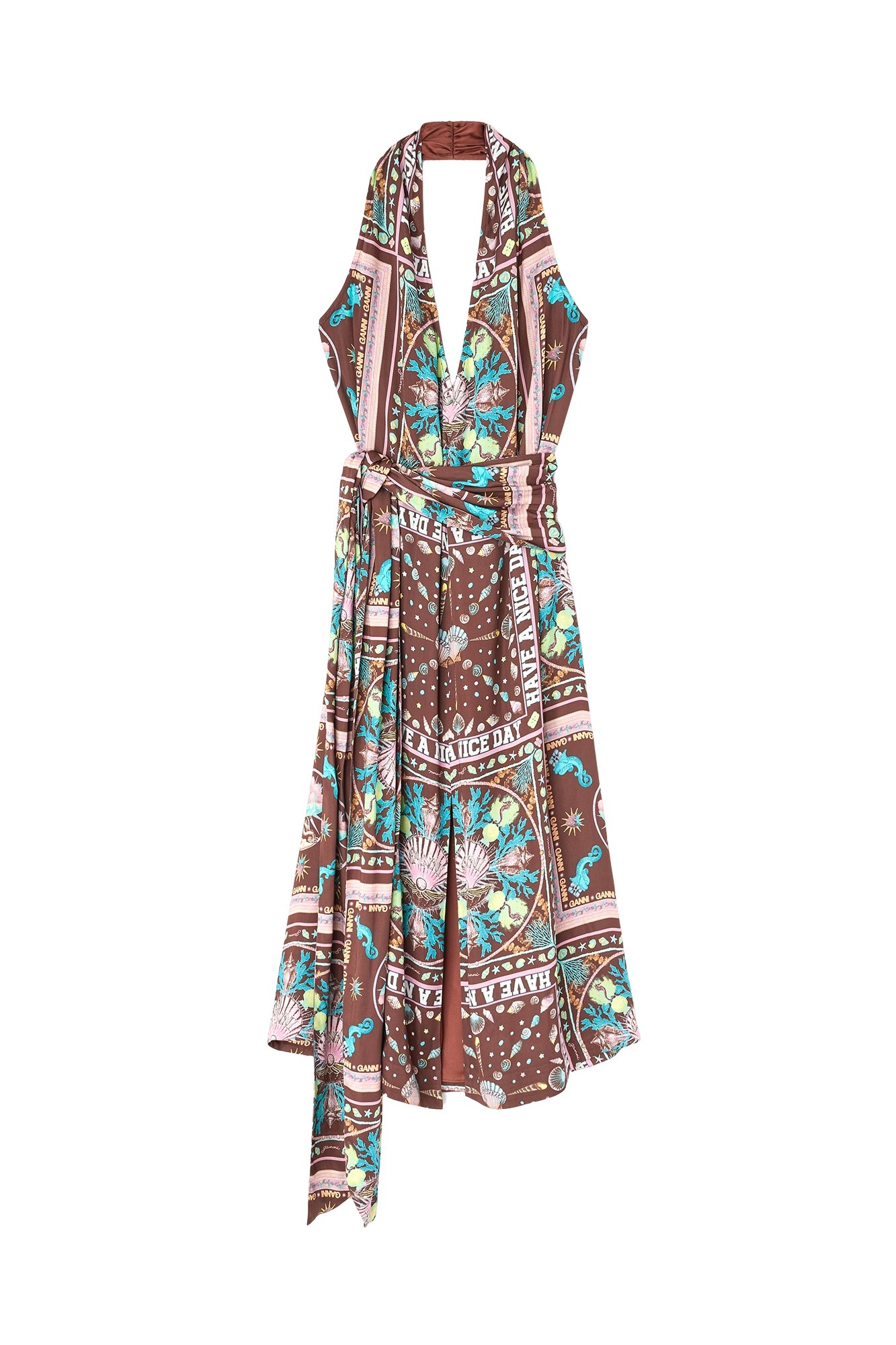 Ganni Dress in Printed Twill