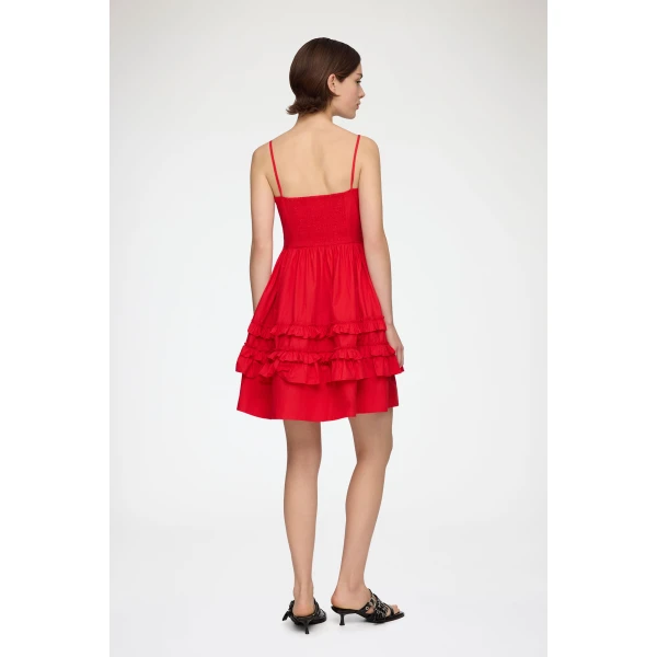 Ganni Dress in Red Cotton, view 3