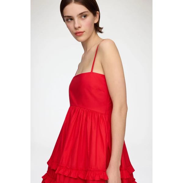Ganni Dress in Red Cotton, view 4