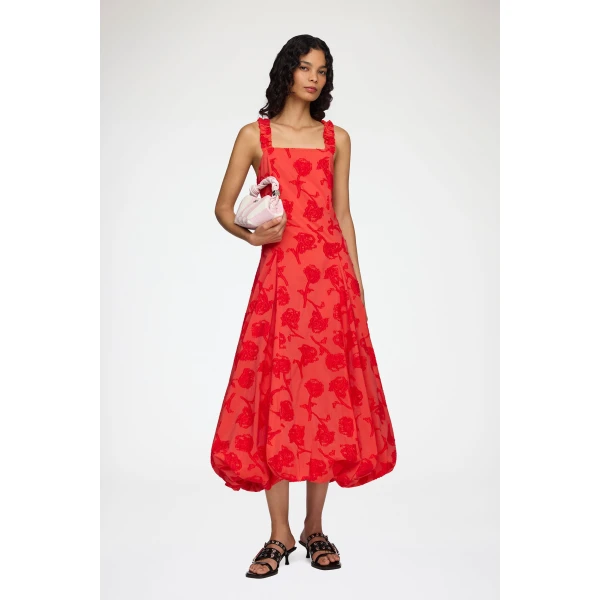 Ganni Dress in Red Fil Coupe, view 2