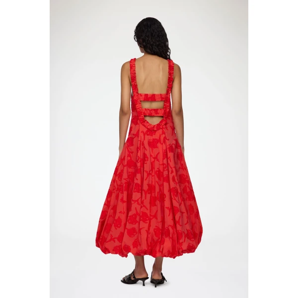 Ganni Dress in Red Fil Coupe, view 3