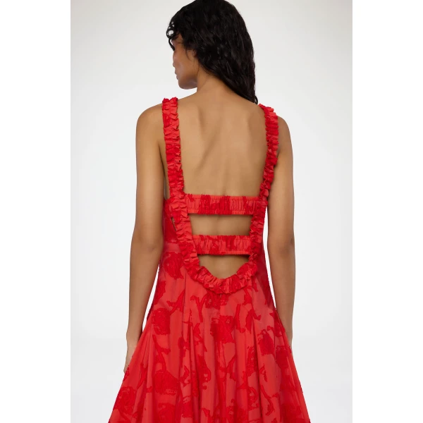 Ganni Dress in Red Fil Coupe, view 4