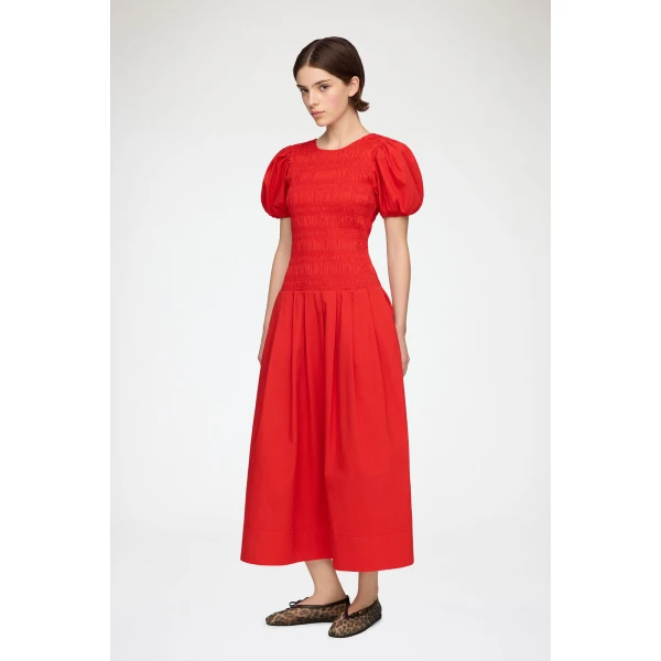 Ganni Dress in Smocked Cotton, view 2