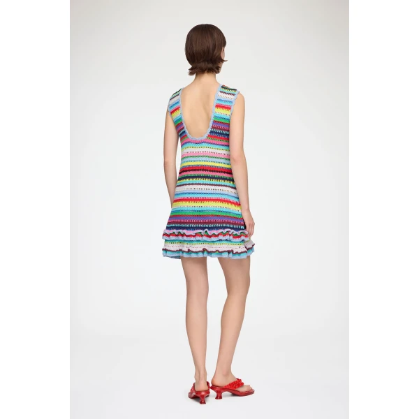 Ganni Dress in Striped Crochet, view 3