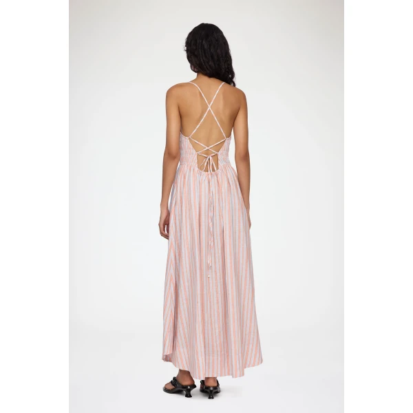 Ganni Dress in Striped Linen, view 3