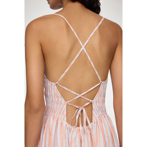 Ganni Dress in Striped Linen, view 4