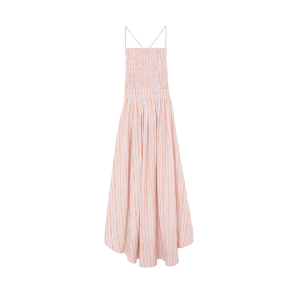 Ganni Dress in Striped Linen