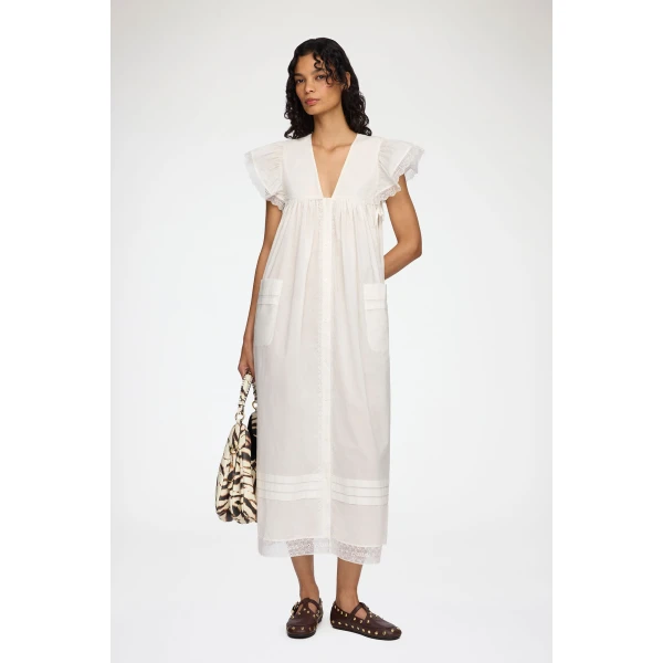 Ganni Dress in White Cotton, view 2