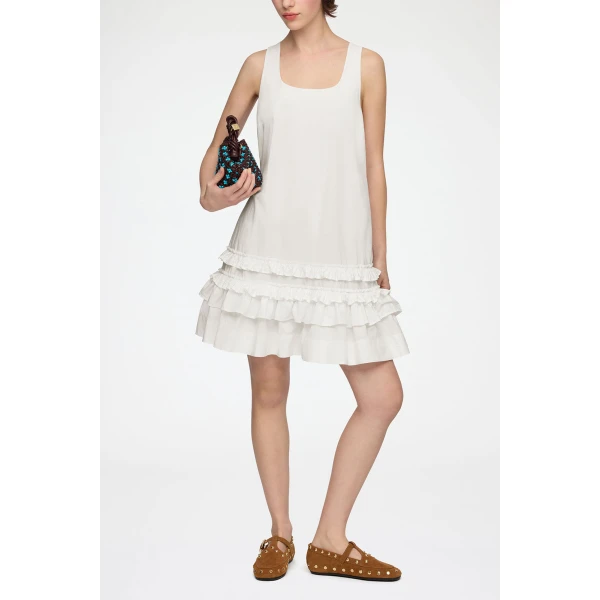 Ganni Dress in White Cotton, view 2