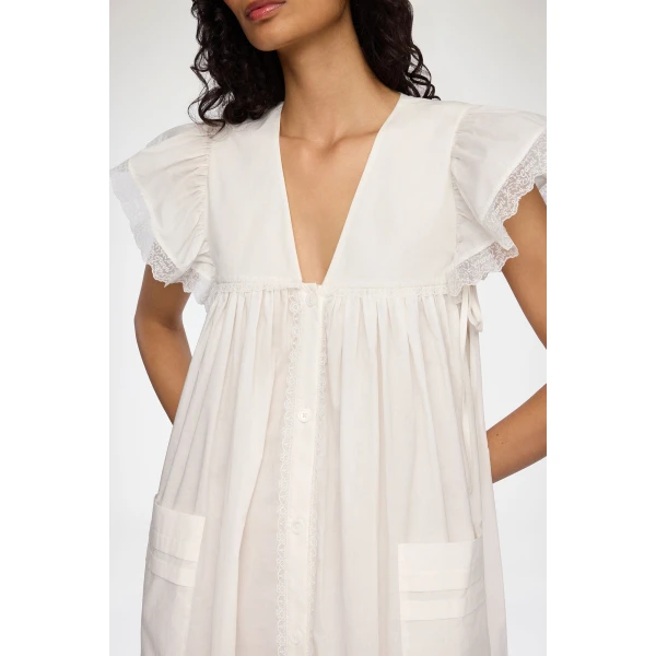 Ganni Dress in White Cotton, view 4