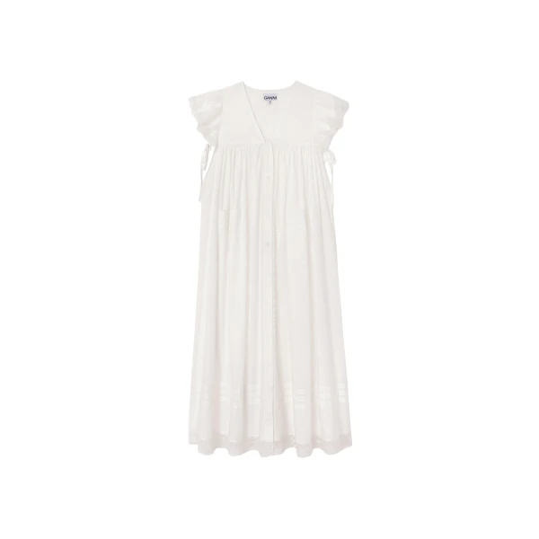 Ganni Dress in White Cotton