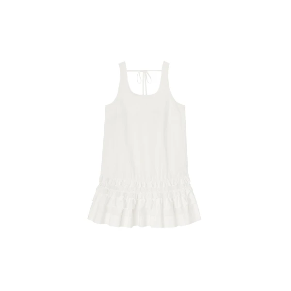 Ganni Dress in White Cotton