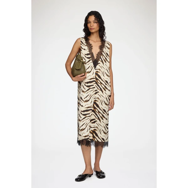 Ganni Dress in Zebra Satin, view 2