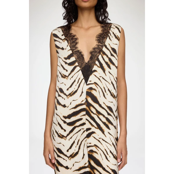 Ganni Dress in Zebra Satin, view 4