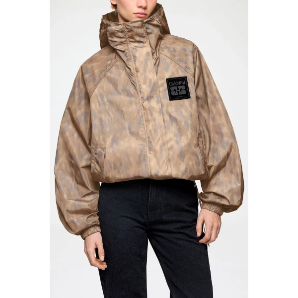 Ganni Flyweight Jacket in Printed Nylon, view 2