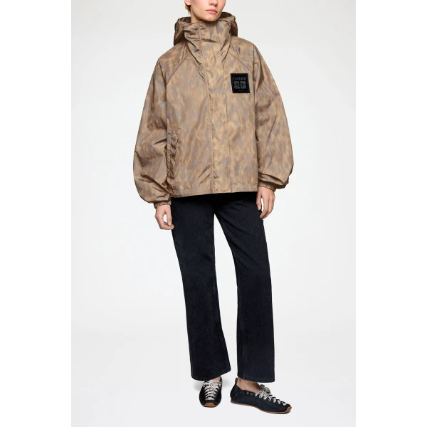 Ganni Flyweight Jacket in Printed Nylon, view 3