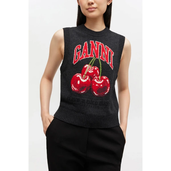 Ganni Graphic Wool Vest, view 2