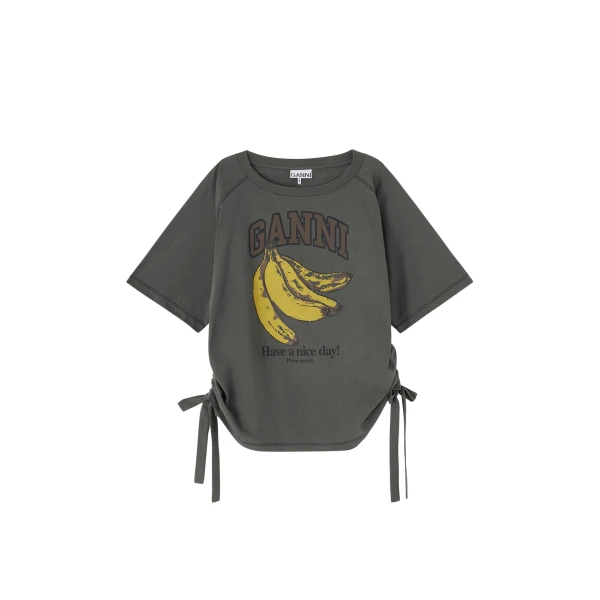 Ganni Grey Banana T-shirt Top