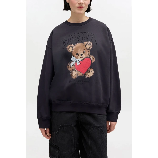 Ganni Grey Bear Sweatshirt Top, view 2