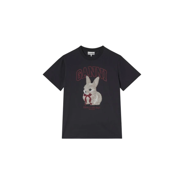 Ganni Grey Bunny T-shirt Top