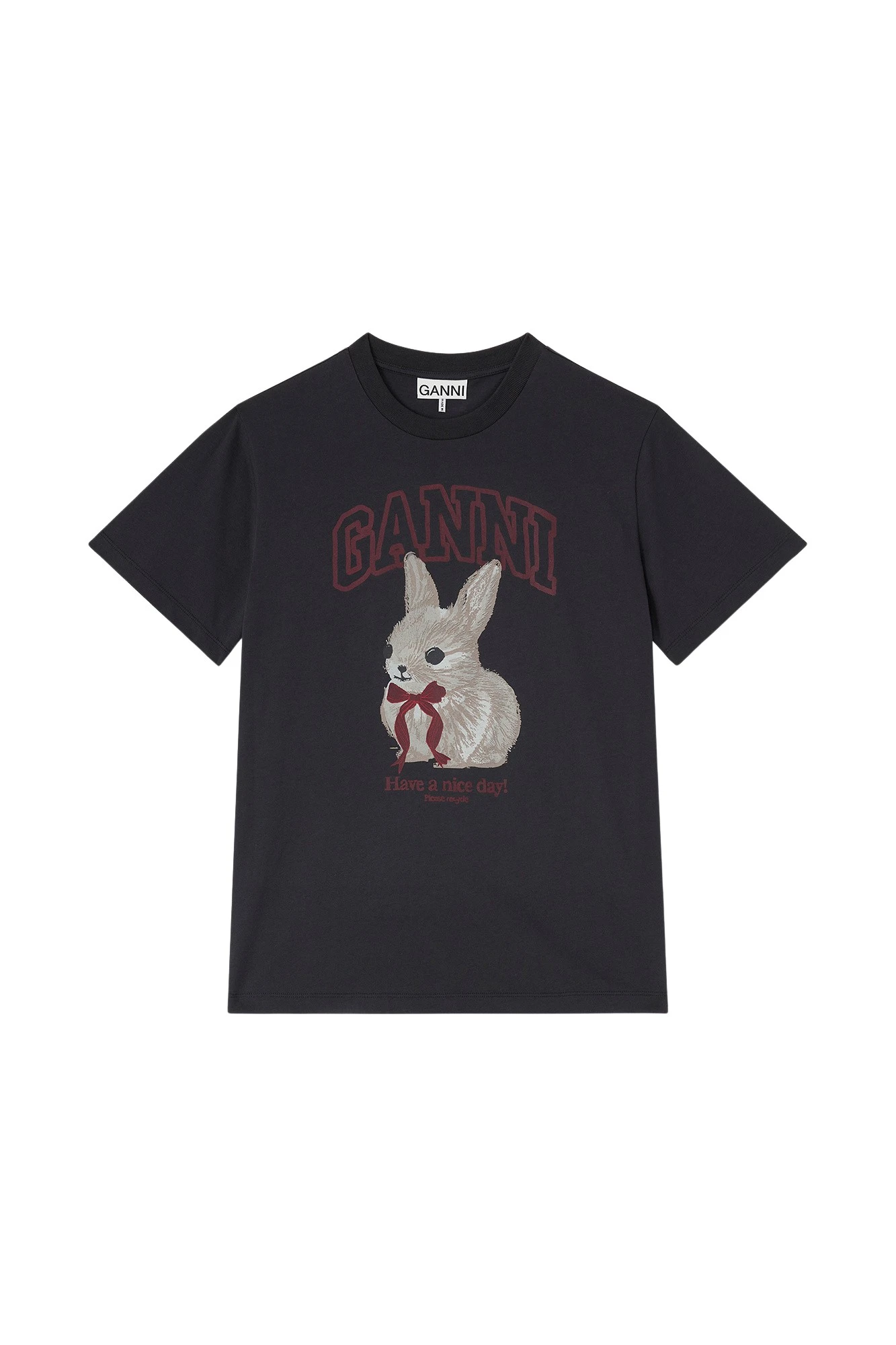 Ganni-Grey-Bunny-T-shirt-133398_nobg Ganni Grey Bunny T-shirt Top