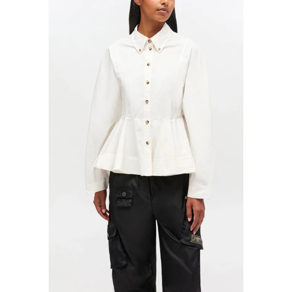 Ganni Ivory Peplum Shirt, view 2