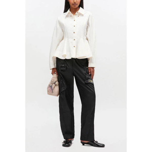 Ganni Ivory Peplum Shirt, view 3