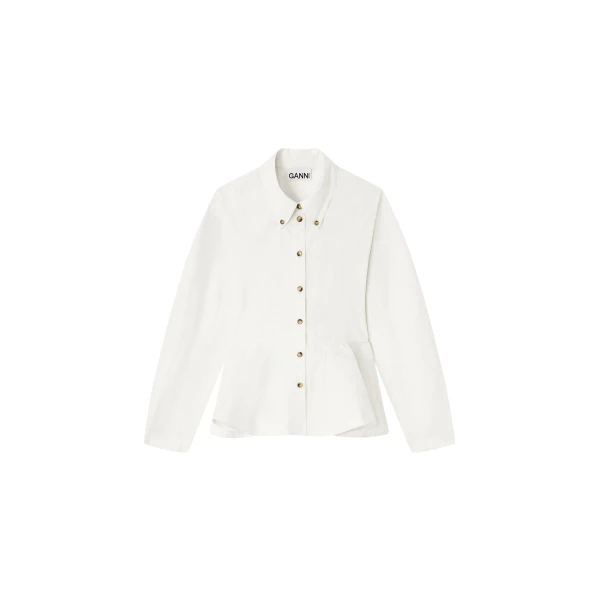 Ganni Ivory Peplum Shirt