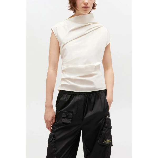 Ganni Ivory Ruched Top, view 2