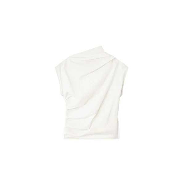 Ganni Ivory Ruched Top