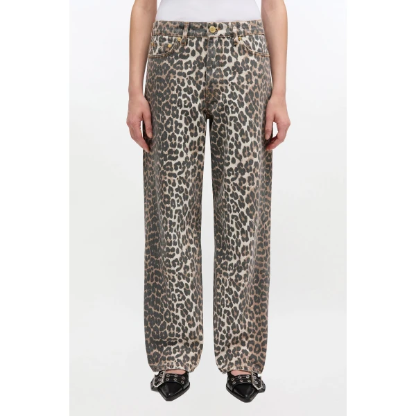 Ganni Izey Jeans in Leopard Print, view 2