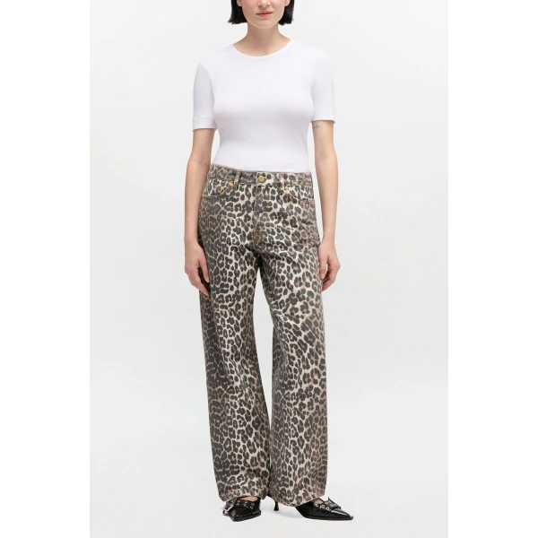 Ganni Izey Jeans in Leopard Print, view 3