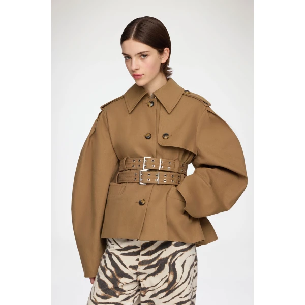 Ganni Jacket in Beige Canvas, view 2