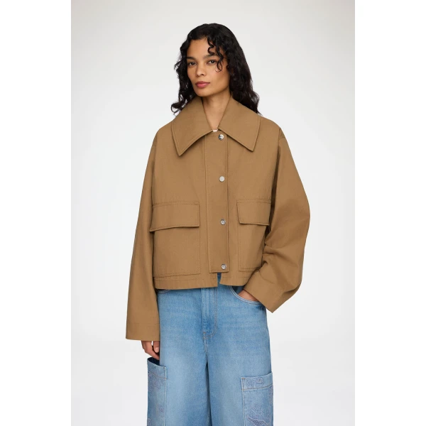 Ganni Jacket in Brown Canvas, view 2