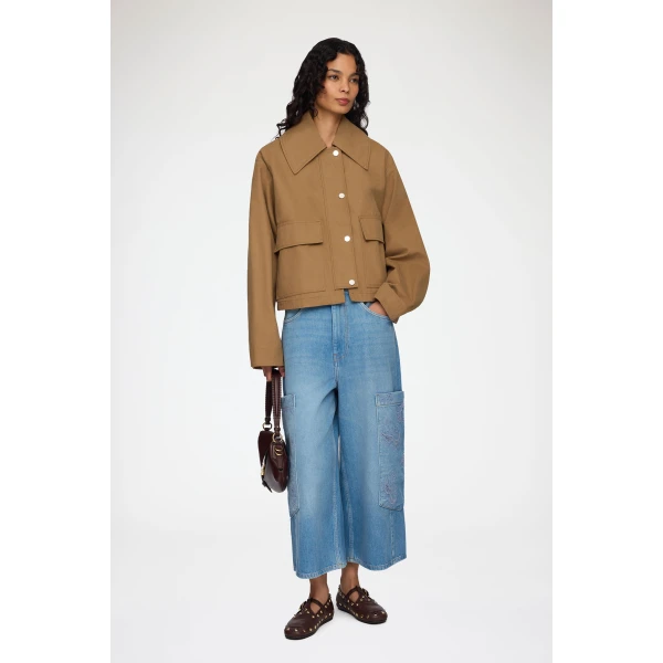 Ganni Jacket in Brown Canvas, view 3