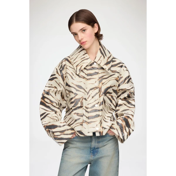 Ganni Jacket in Laminated Zebra, view 2