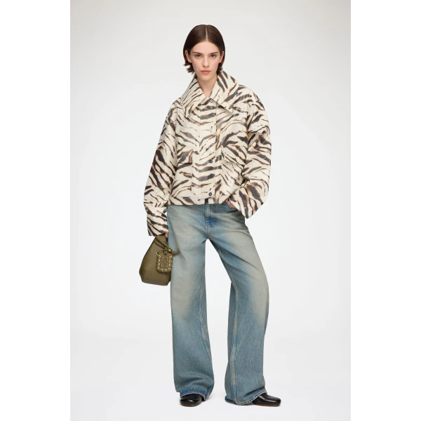 Ganni Jacket in Laminated Zebra, view 3