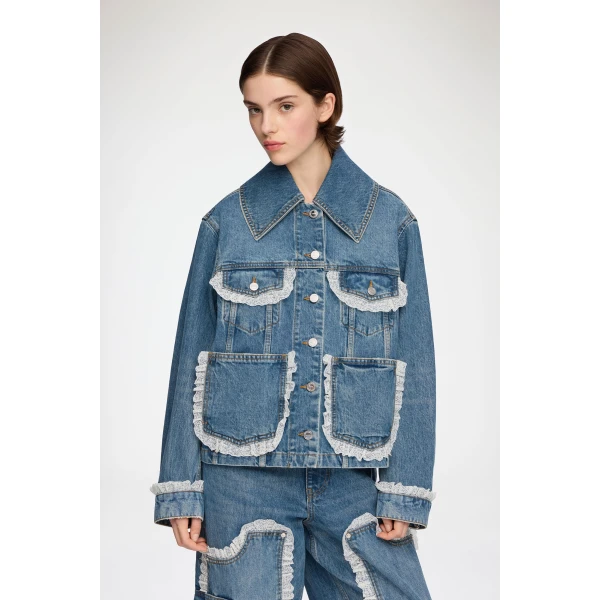 Ganni Jacket in Rigid Denim, view 2