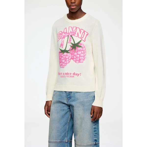 Ganni Jumper in Graphic Wool Knit, view 2