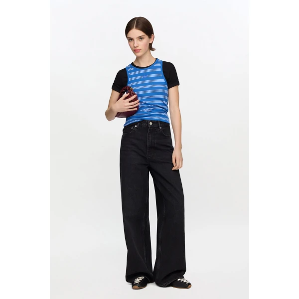 Ganni Lari Jeans in Black Rigid Denim, view 2