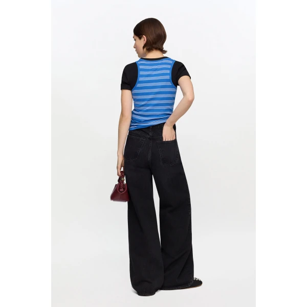 Ganni Lari Jeans in Black Rigid Denim, view 3