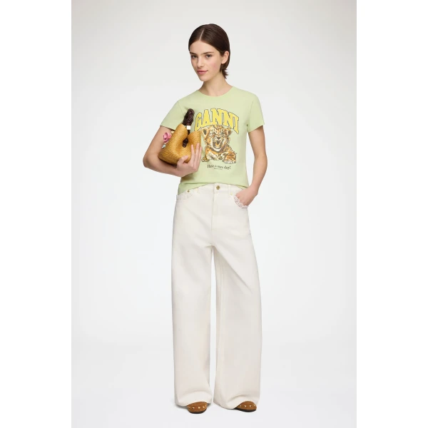 Ganni Lari Straight Jeans in White Denim, view 2
