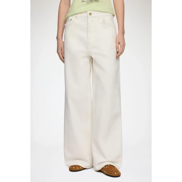 Ganni Lari Straight Jeans in White Denim, view 3