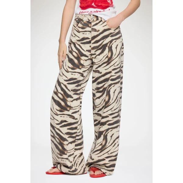Ganni Lari Wide Jeans in Zebra Denim, view 3
